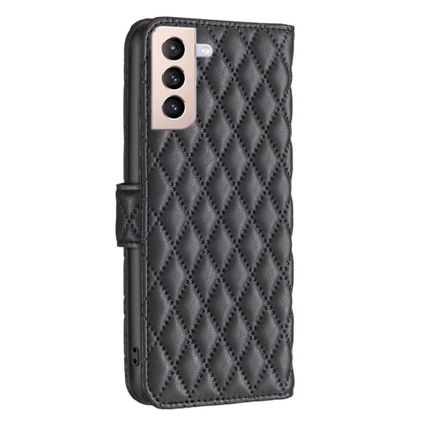 Rhombus mat Samsung Galaxy S21 Plus 5G flip etui - Sort