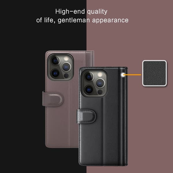 Aito nahkakotelo luottokorttipaikoilla iPhone 13 Pro Max - Musta