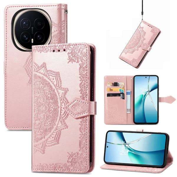 Mandala Honor Magic8 Pro etui i lær - Rose Gull