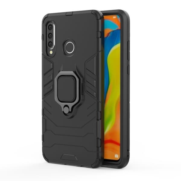 Huawei P30 Lite fingerring hybrid etui - Sort