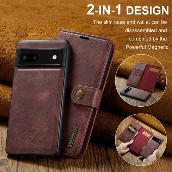 DG.Ming Google Pixel 6a 2-in-1 Pung Etui - Rød