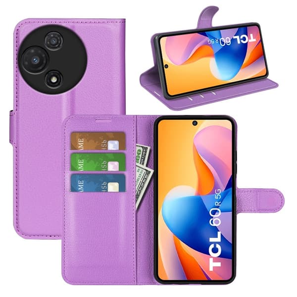 Klassisk TCL 60R flip etui - Lilla