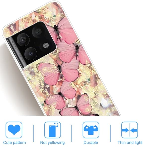 Deco OnePlus 10 Pro Etui - Lyserøde Sommerfugle