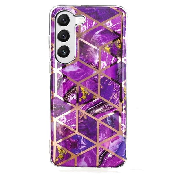 Deco Samsung Galaxy S23 Plus Etui - Electroplated Lilla Marmor