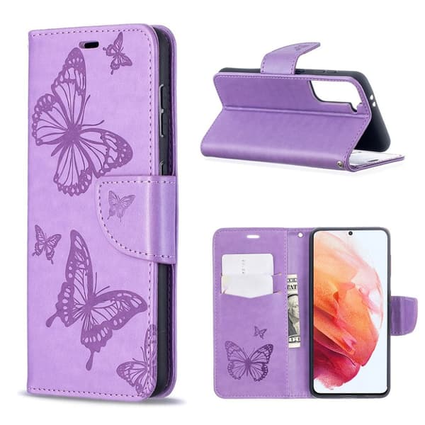 Butterfly Samsung Galaxy S21 Flippetui - Lilla
