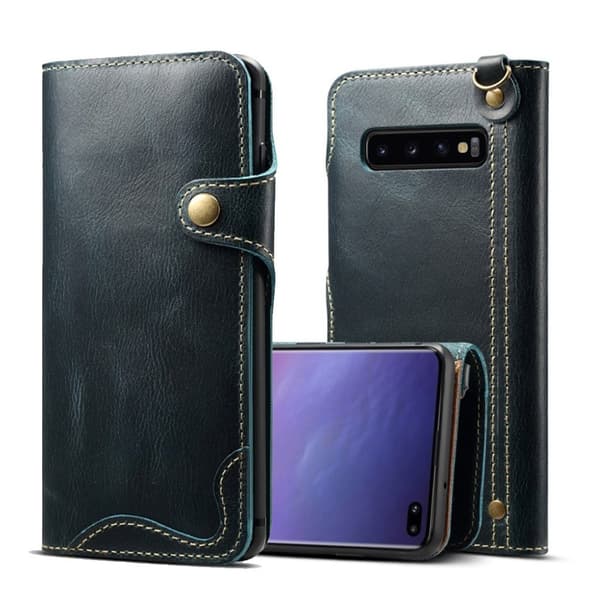 Samsung Galaxy S10 Plus ægte læder etui - Grøn