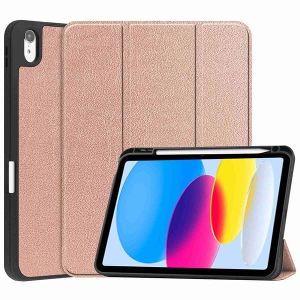Tri-fold läderfodral för iPad 10.9 (2022) - Roséguld
