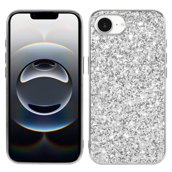 Glitter iPhone 16e cover - Sølv