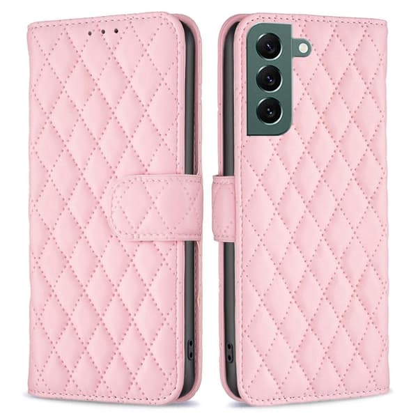 Rhombus mat Samsung Galaxy S22 Plus flip etui - Lyserød