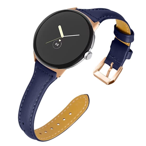 Google Pixel Watch Klockarmband i äkta läder - Mörkblå