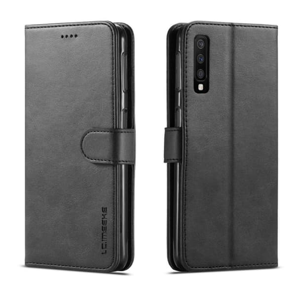 LC.IMEEKE Samsung Galaxy A7 (2018) læder flip etui - Sort