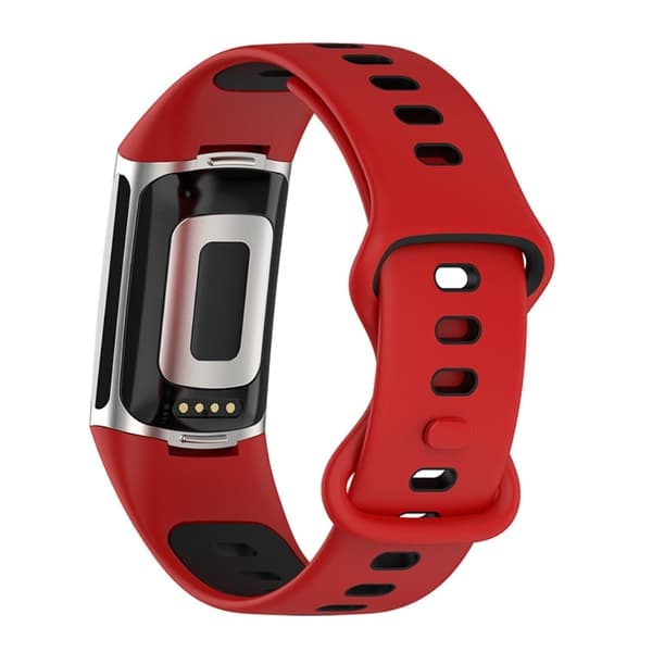 Fitbit Charge 5 tofarvet silikone-urrem - Rød / Sort