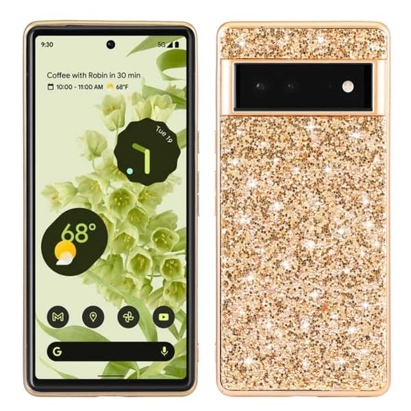 Glitter Google Pixel 6 Etui - Guld