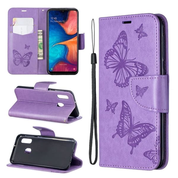 Butterfly Samsung Galaxy A20e etui - Lilla