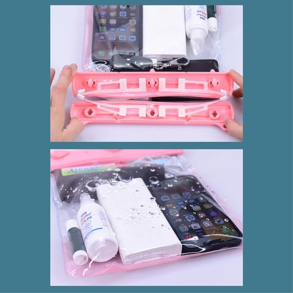 Universal large capacity waterproof clear pouch with strap - Pink