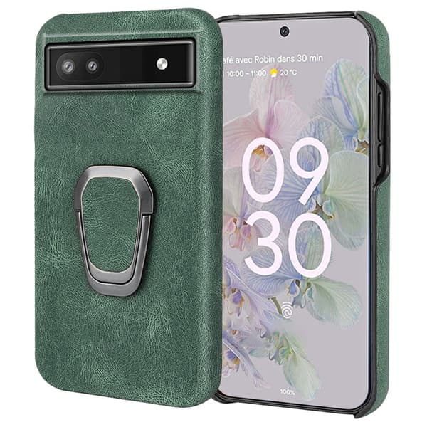Stødsikkert lædercover med oval støttefod til Google Pixel 6a - Grøn