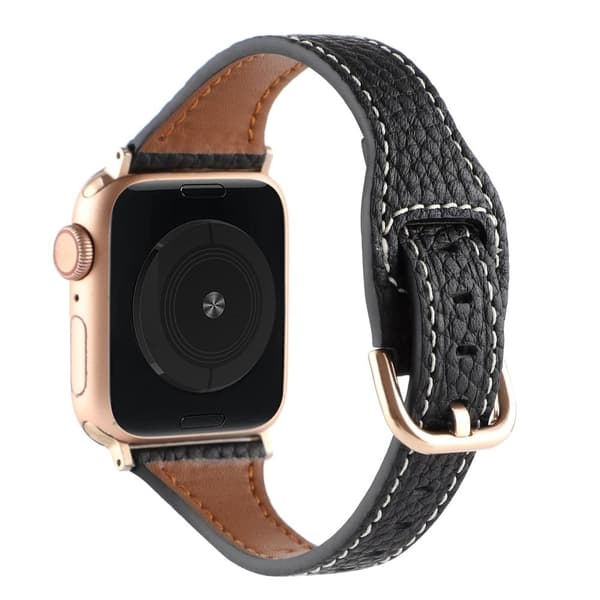 Apple Watch Series 8 (41mm) urrem i ægte læder - Sort