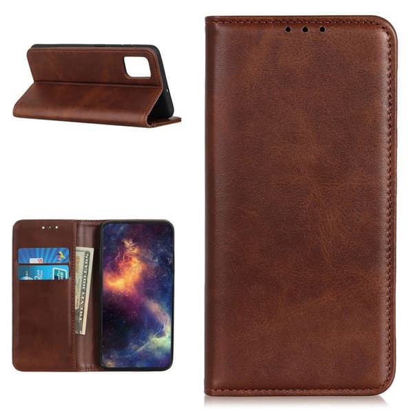 Wallet-style ægte Læder Flipcase til Samsung Galaxy A52 5G - Kaffe