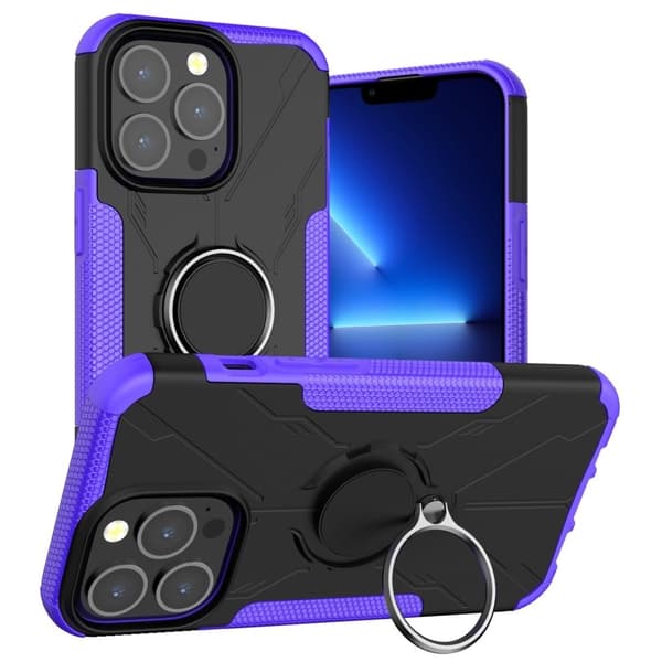Kickstand-skydd med magnetisk platta för iPhone 13 Pro - Lila
