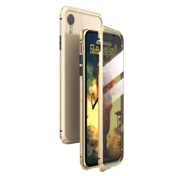 iPhone Xr magnetisk absorberende glasetui - Guld