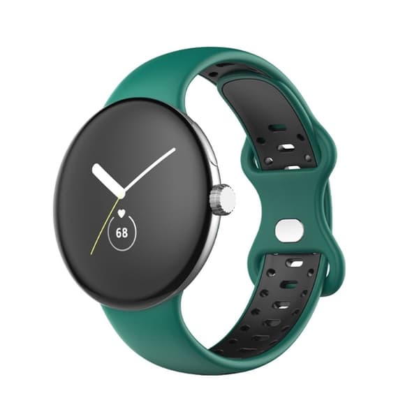 Google Pixel Watch urrem i silikone med to farver - Sort / Sort