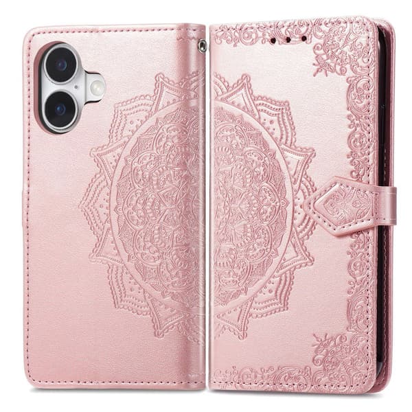Mandala iPhone 17 nahkakotelo - Ruusukulta