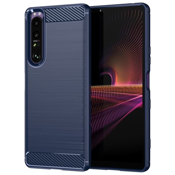 Carbon Flex Etui Sony Xperia 1 III - Blå