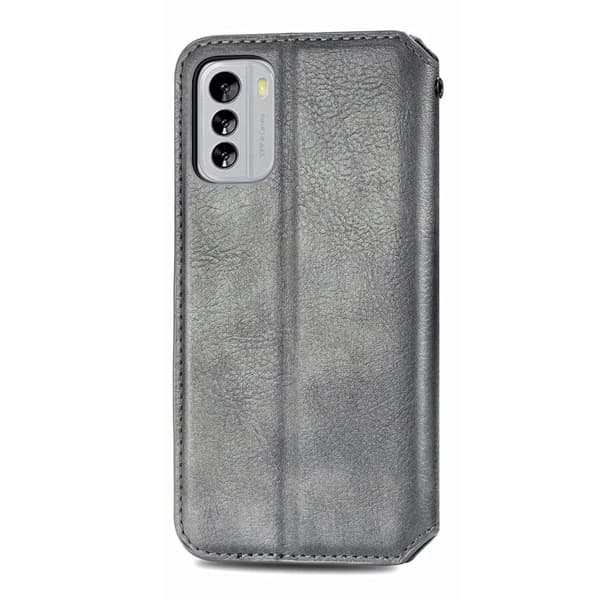 Læder Etui med A Stilfuldt Rhombus Tryk til Nokia G60 - Grå