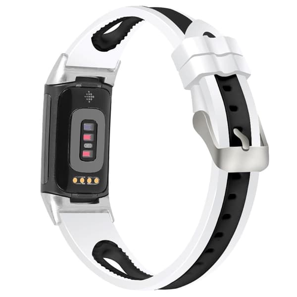 Fitbit Charge 5 tofarvet silikone-urrem - Hvid / Sort