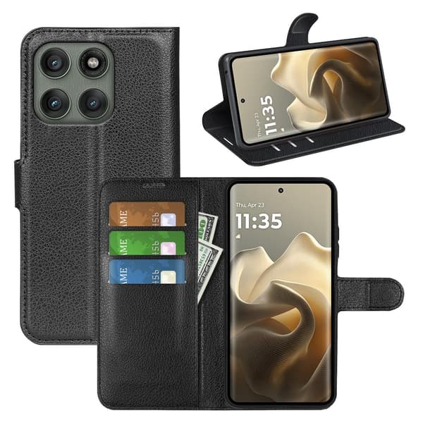 Klassisk Motorola Edge 60 Pro flip etui - Sort