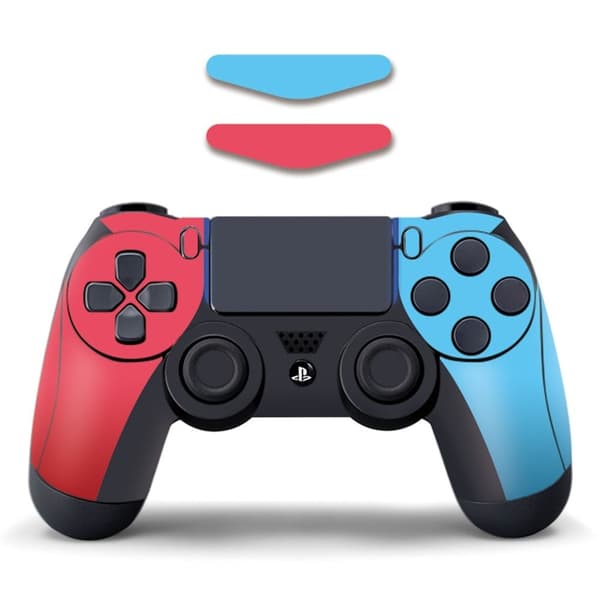DATA FROG Sony PS4 / PS4 Slim Game Controller Decal Avtakbart PVC-klistremerke - Rød + Blå