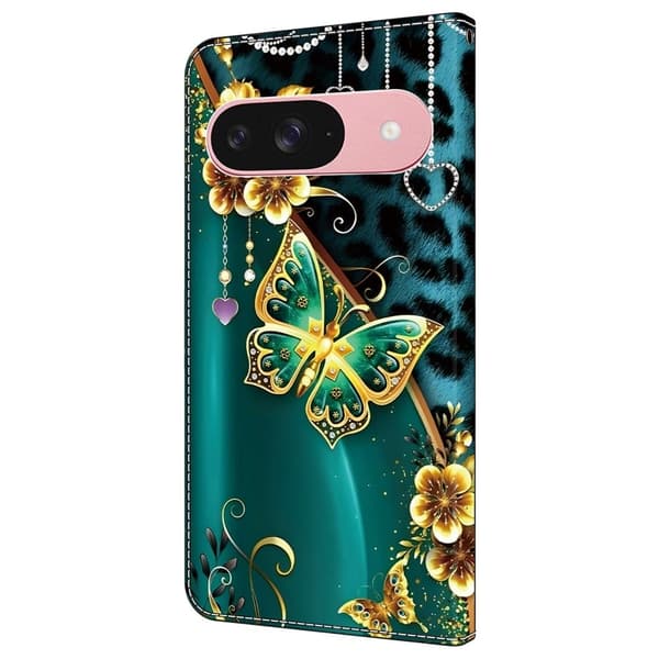 Wonderland Google Pixel 9 / Google Pixel 9 Pro flip-etui - Gullblomst Sommerfugl