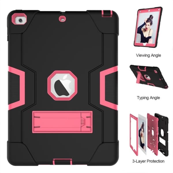 iPad (2017) bi-farve silikone hybrid etui - Rose / Sort