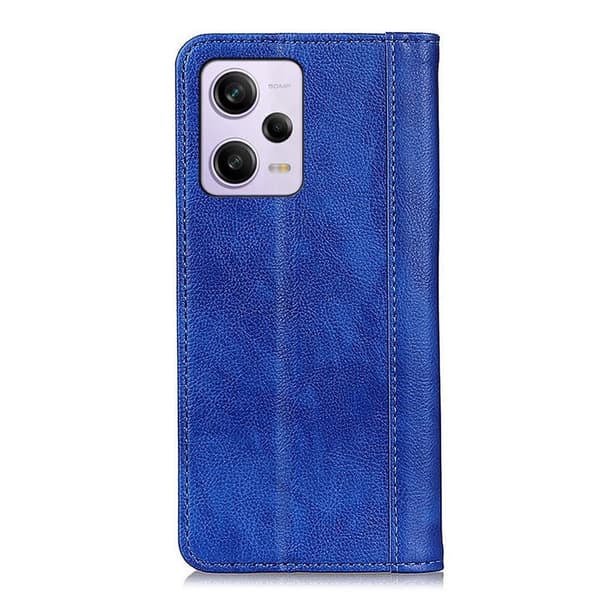 Ekte lærdeksel med magnetisk lukking for Xiaomi Redmi Note 12 - Blå