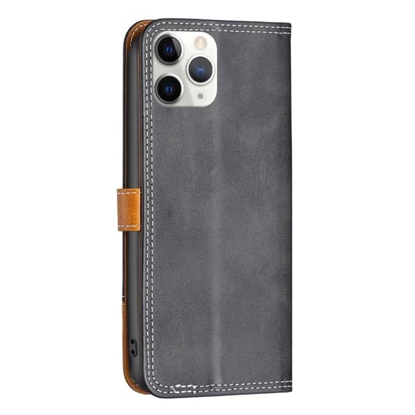 BINFEN tofarget læretui for iPhone 11 Pro Max - Svart