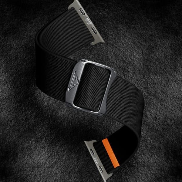 Nylonrem til Apple Watch Series 41mm - 40mm - 38mm Elastisk bånd - Sort