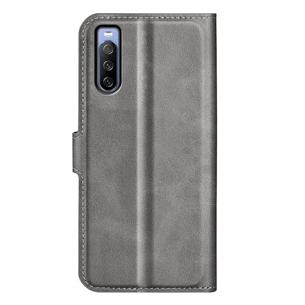 Sony Xperia 10 IV læderetui med pung - Sølv/Grå