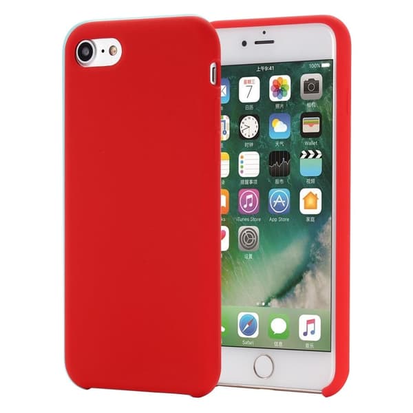 Edge Wrapped Liquid Silicone Phone Protection Case Cellphone Shell til iPhone 7/8/SE (2020)/SE (2022) - Rød
