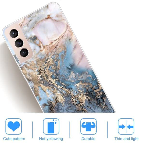 Marble Samsung Galaxy S22 Etui - Bluish Guld Marmor
