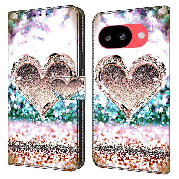 Wonderland Google Pixel 10a flip-etui - Rosa Diamanthjerte