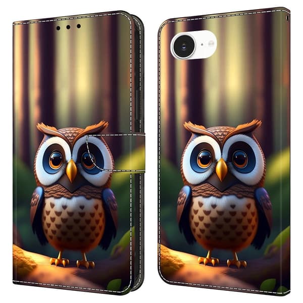 Wonderland iPhone 16e flip-etui - Brun Liten Ugle
