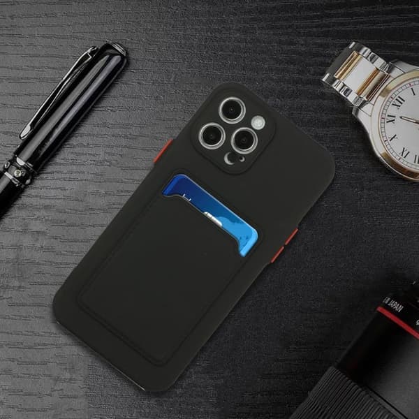 Card Holder Deksel til iPhone 12 Pro Max - Svart