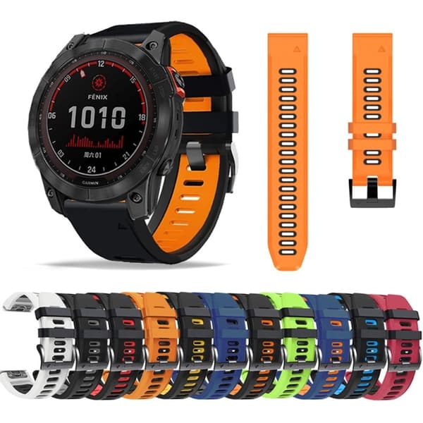 22 mm silikonerem til Amazfit-, Garmin- og Coros-ure - Sort / Grå