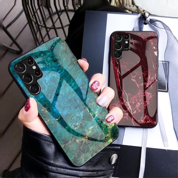 Fantasy Marmor Samsung Galaxy S22 Ultra skal - Smaragd Marmor