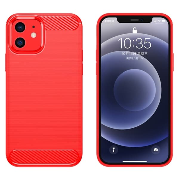 Carbon Flex Suojakotelo iPhone 12 / 12 Pro - Punainen