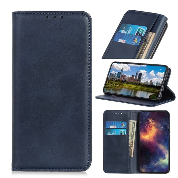 Flip Etui med Pung i Ekte Lær til Google Pixel 6a - Blå