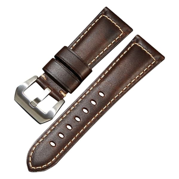 26 mm Universalrem i äkta läder - Mörkbrun / Silverspänne