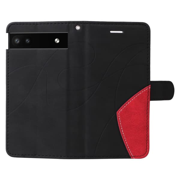 Texturerat läder Google Pixel 6a fodral med handledsband - Svart