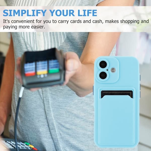 iPhone 16 kuori korttipaikalla - Taivaansininen
