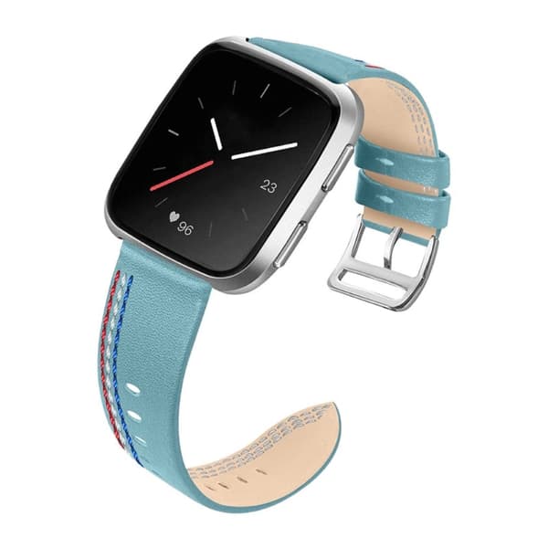 Fitbit Versa 2 / Versa Lite Cowhide læder urrem med syninger - Haze Blå
